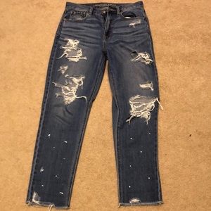 American Eagle ripped mom jeans.